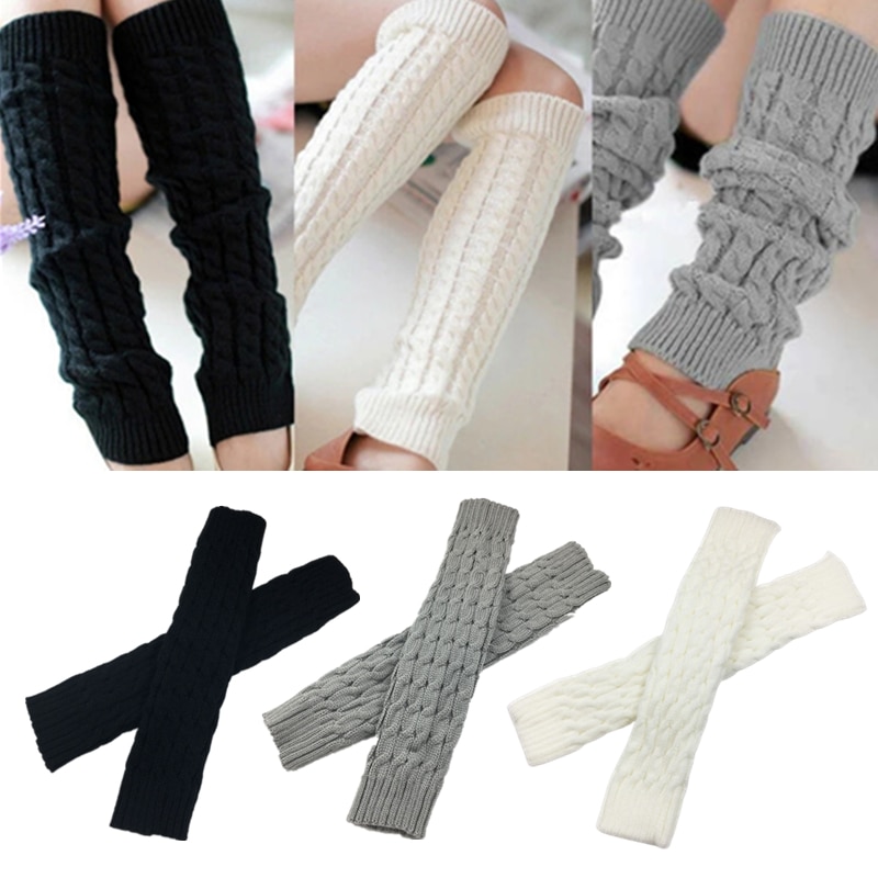 1 Pair Winter Warm Leg Warmer Women Knee High Knitted Solid Crochet Leg Warmers Socks Boot Cuffs Beenwarmers Socks Leg Warmers