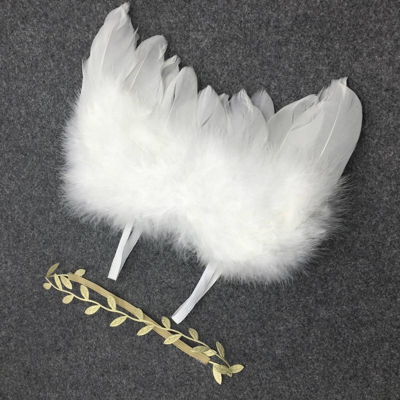 Pasgeboren Fotografie Props Infant Baby Meisjes Jongen Angel Feather Wings Feather Photo Prop Vleugels Hoofdband Kleding Haarband: Gold Headband