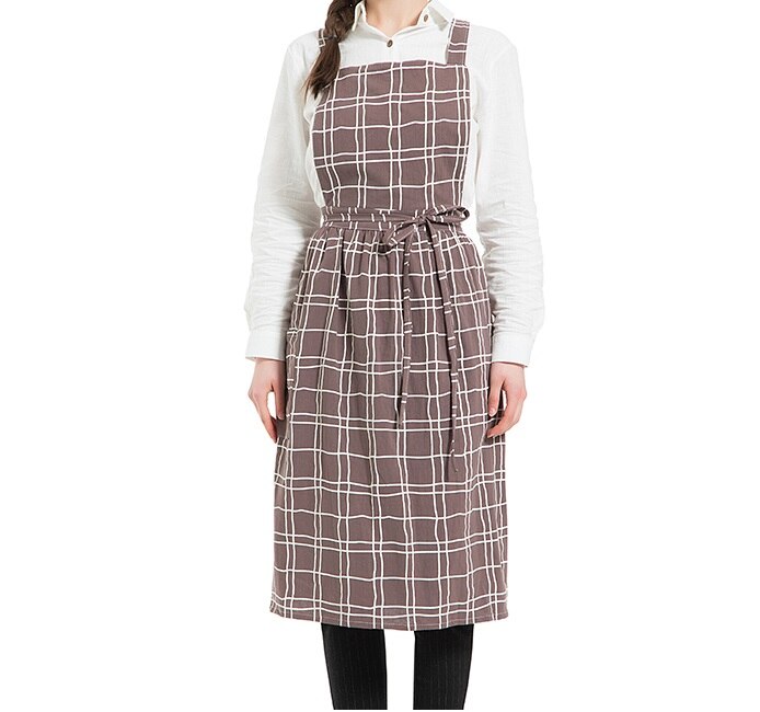 Pleated skirt cotton linen apron Women Cooking Kitchen Apron Work Uniform and flower shop apron for woman long dress smocks: 10