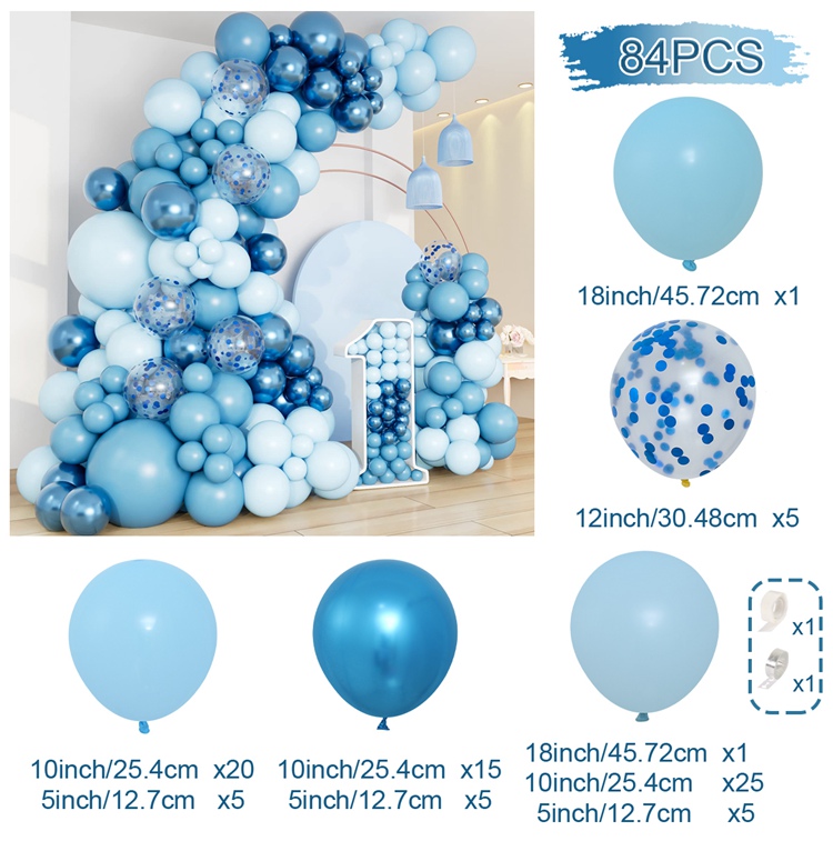 Kit de arco de guirnalda de Globos azules, decoraciones para de feliz cumpleaños, Globos de confeti, Globos para Baby Shower, decoración de boda, Globos: RUBY