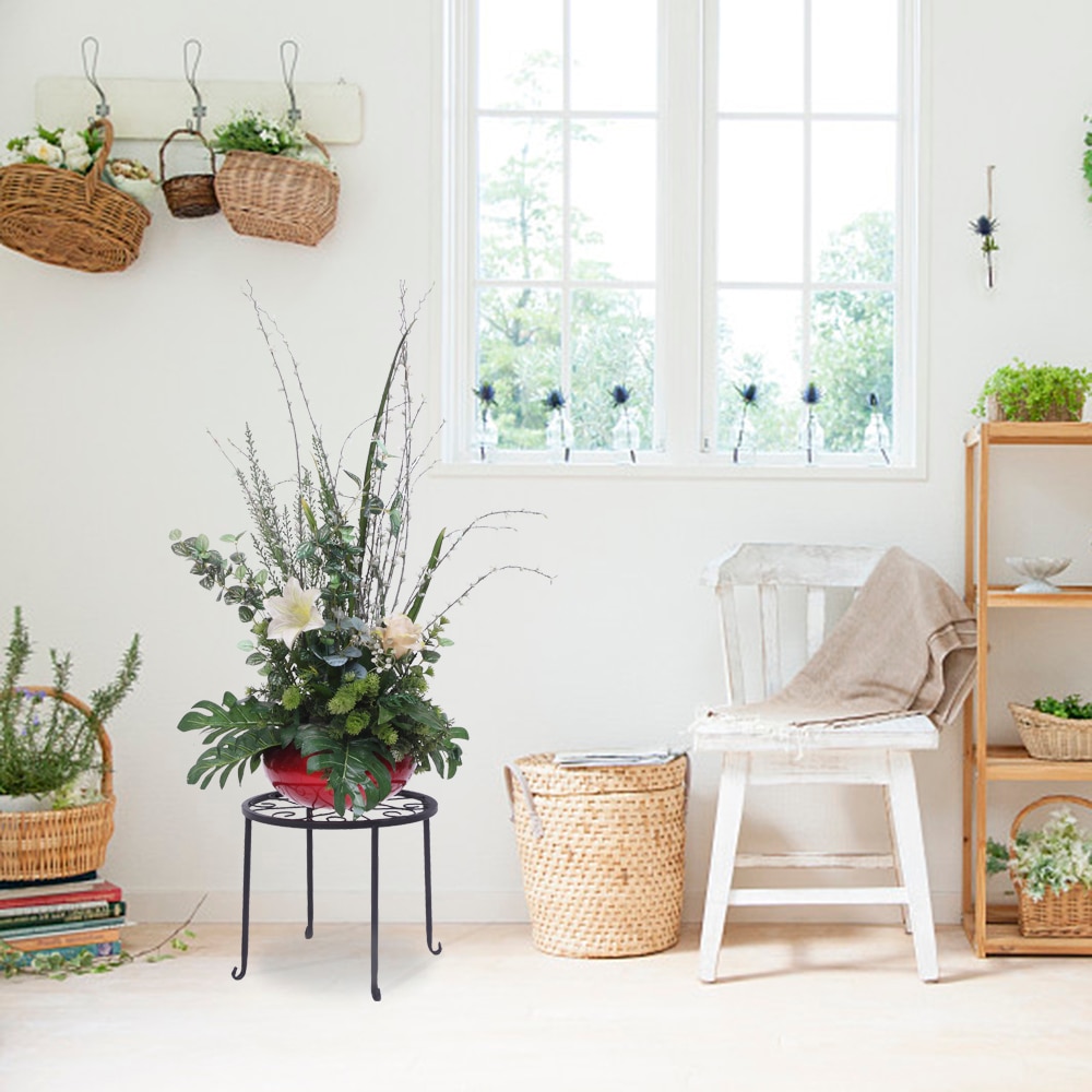 4 plantehylder med 4-1 runde mønstre i sort bagemaling metal plante blomsterudstillingsreol til haven indendørs dekoration