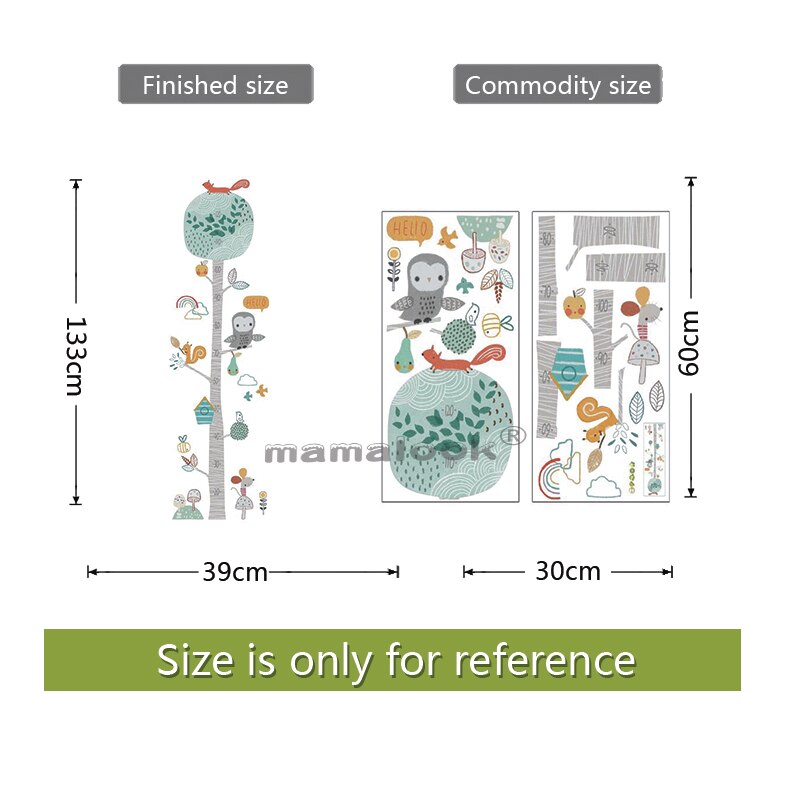 Leuke Bos Boom Hoogte Meet Muursticker Voor Kinderkamer Nursery Kind Groeigrafiek Muurtattoo Baby Dier Kamer decor: Default Title