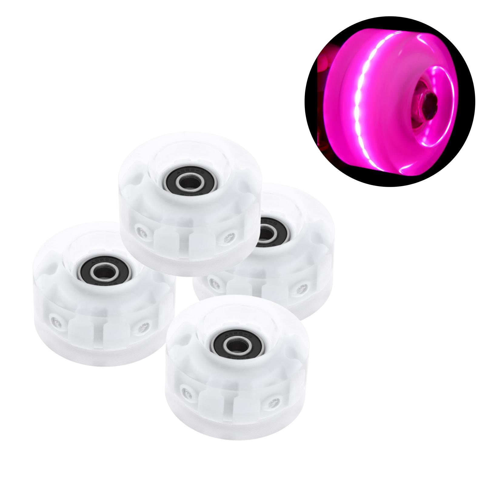 4Pack Quad Roller Skate Wielen Licht Up Lagers Voor Dubbele Rij Schaatsen Grip Lagers Onderdelen Gratis Rollerskate: Pink