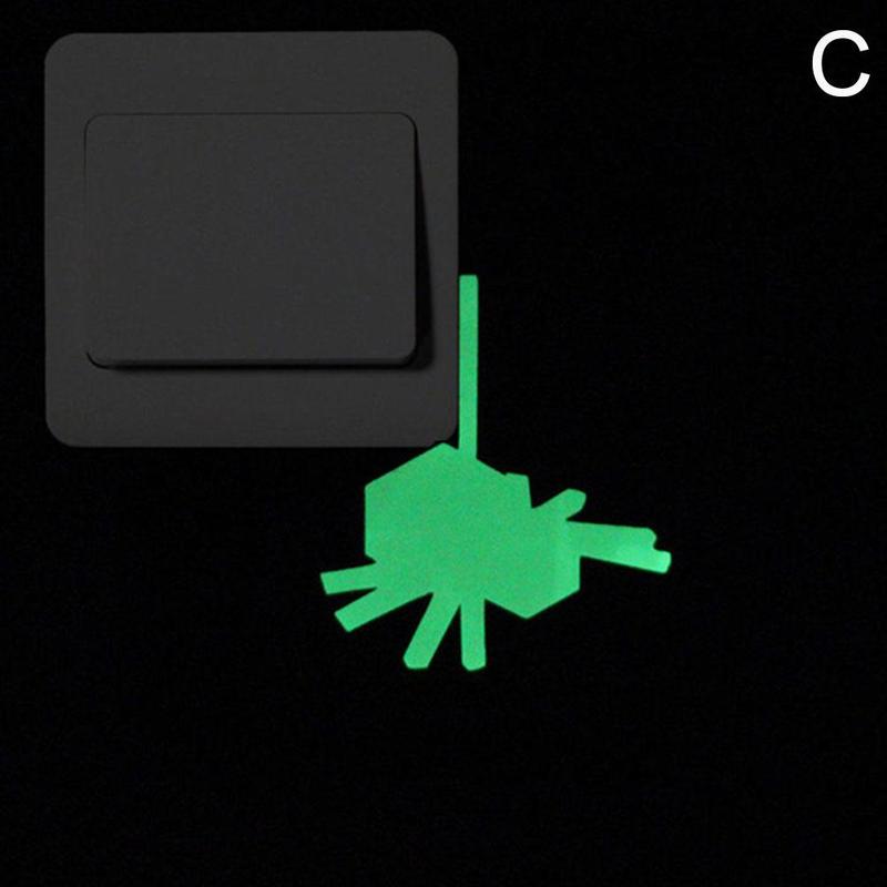 Luminous Cartoon Switch Sticker Glow In The Dark Cat Sticker Fluorescent Sticker Kid Room Decoration Home Decor Sticker: spider