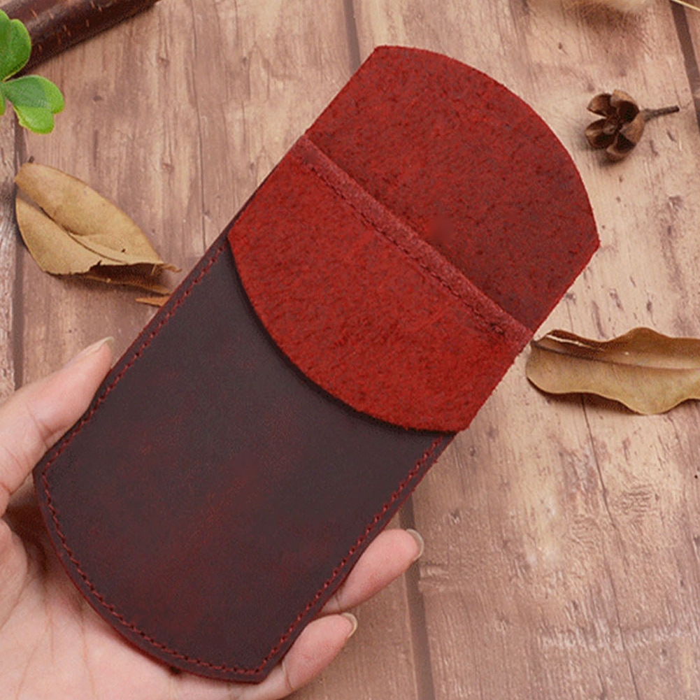 Essentials Werk Schoolbenodigdheden Student Kantoor Draagbare Retro Pocket Protector Pen Houder Pu Leather Pouch Handgemaakte Etui
