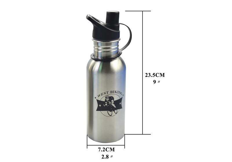 West biking cykelflaske 600ml stor kapacitet rustfrit stål cykelkedler holder kølig sommer sport kop cykling vandflasker