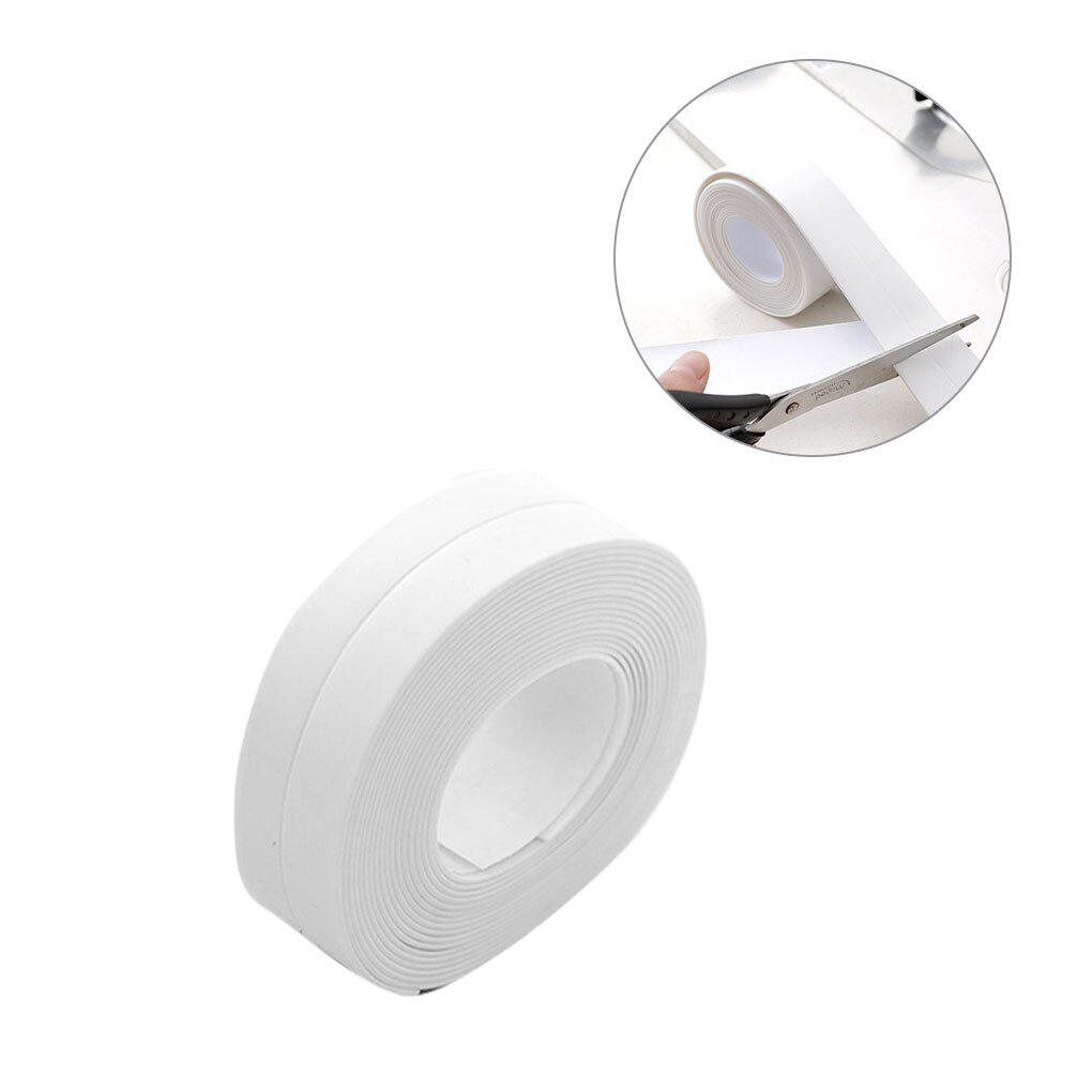 Vegg caulk stripe badekar tetningstape kjøkken bad veggkant vanntett pvc forsegling klistremerke, hvit