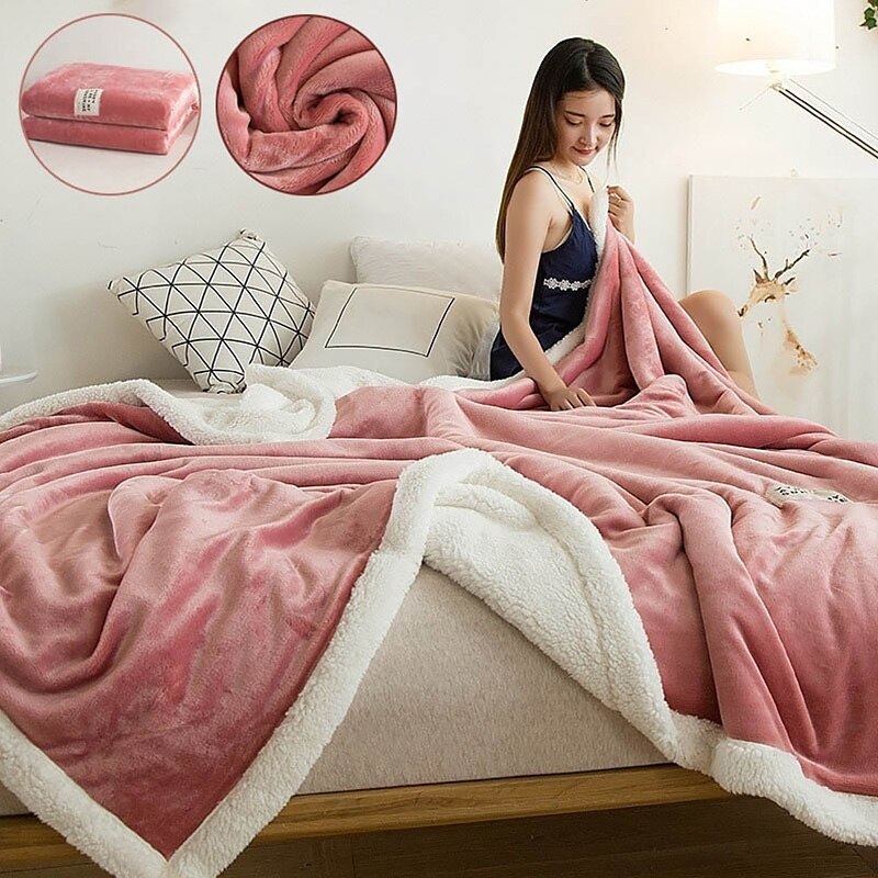 Coral Fleece Double Thicken Blanket Warm Blanket In Autumn and Winter Air Conditioning Blanket Quilt