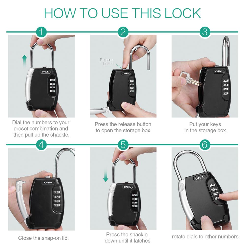 Home Lock Box 4 Digit Combination Keys Locks Wall Mounted Key Safe Storage Outdoor Waterproof Key Box