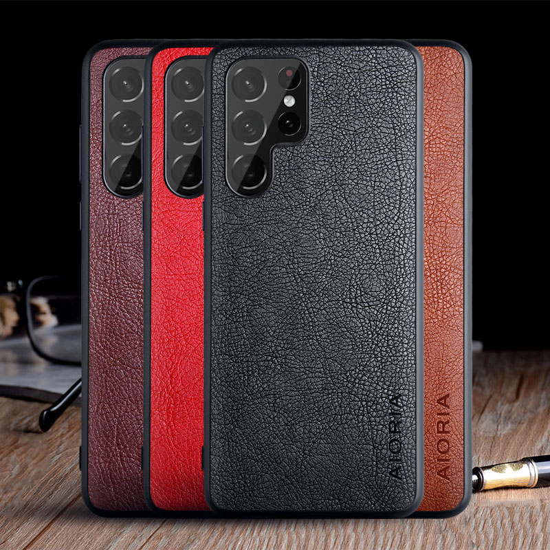 Handyhülle für Samsung Galaxis S22 Ultra Plus - Jahrgang Leder Haut - Halb-umschlossene Hülle
