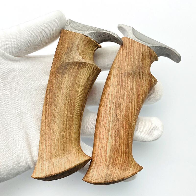 1 Juego de Material semiacabado de mango de cuchillo de madera de pera amarilla con protector de cuchillo para hacer mango de cuchillo DIY, accesorios de hoja