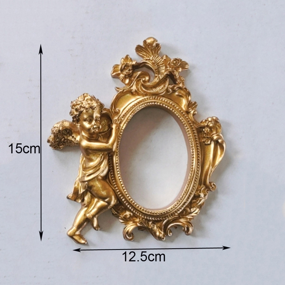 Marco de fotos pequeño Retro dorado, accesorios para fotos, adornos de marco, joyería Vintage, cosméticos para uñas, decoración de sesión: Rojo