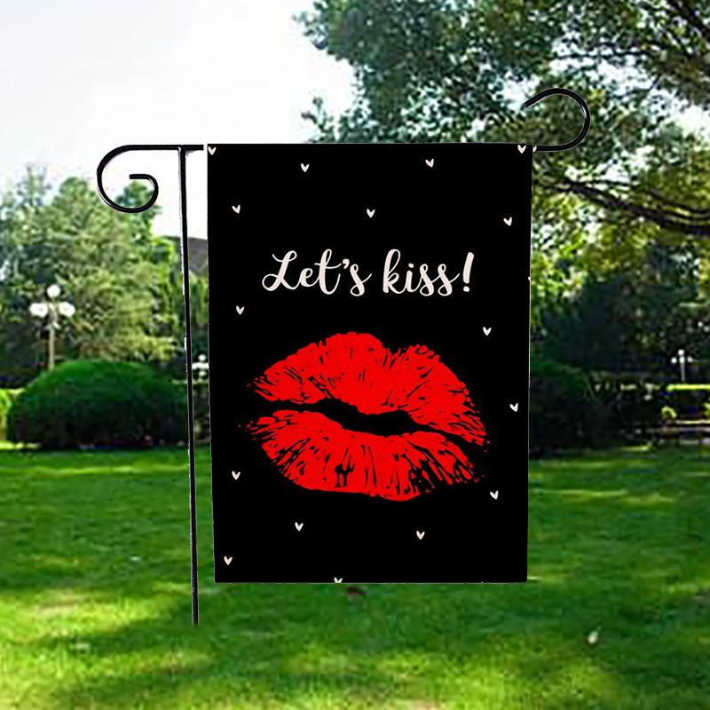 San Valentín Bienvenido jardín bandera hogar jardín corazones decorativos amor banderas 12,5X18 pulgadas