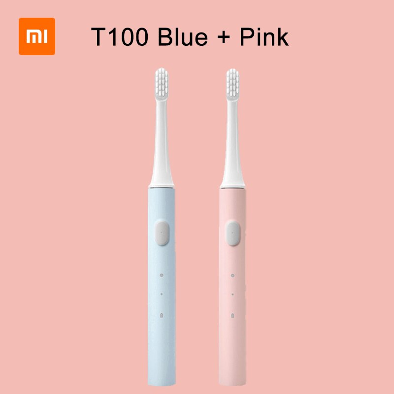 XIAOMI MIJIA Sonic Electric Toothbrush T100 IPX7 Waterproof Rechargeable Toothbrush Adult Ultrasonic Automatic Tooth Brush: Blue and Pink