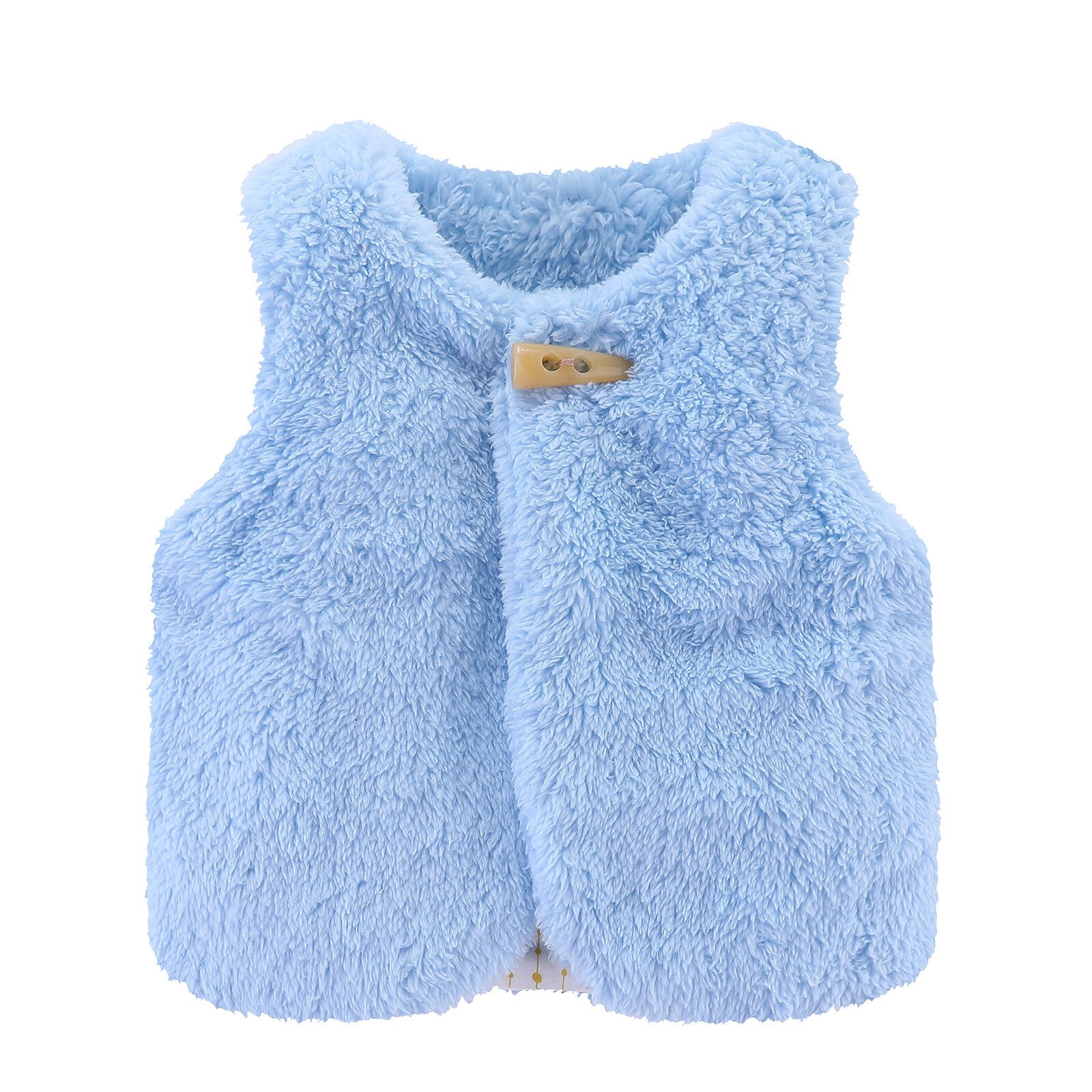 #46 Baby Toddler Boys Girls Solid Fluffys Sherpa Vest Waistcoat Clothes Outfits Infant Kids Winter warm Clothes: Blue / 3M