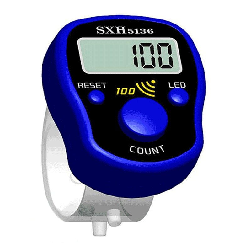 Mini With Stitch Mark And Line Pointer Counter Multi-Color Led Luminous Electronic Chanting Counter Sewing Knitting Tools: DarkBlue