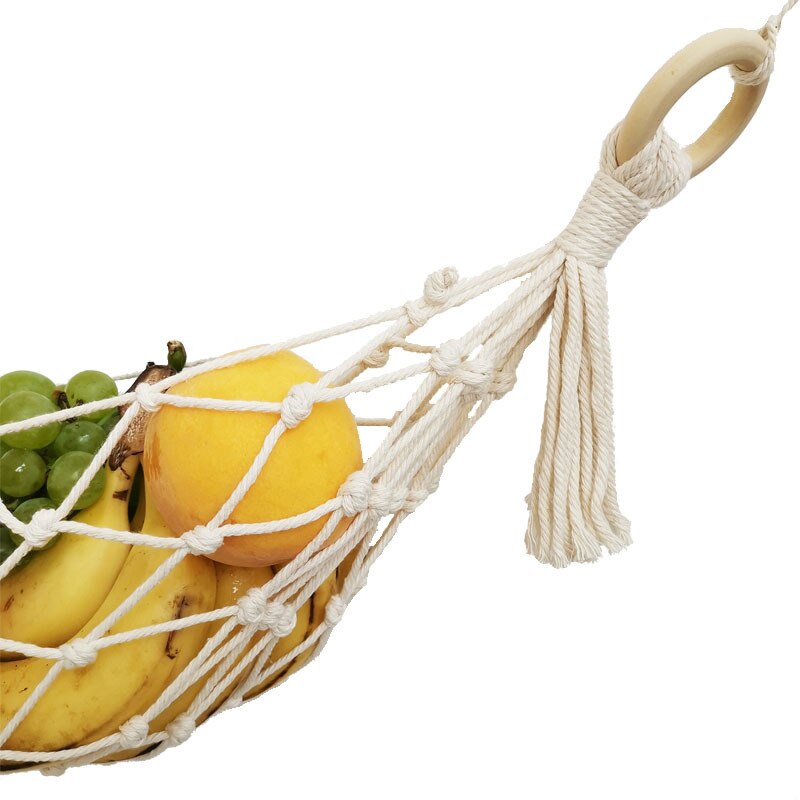 Hamac à fruits, gain de place, légumes, banane, porte-fruits, filet avec crochet pour suspendre le panier pour armoire, décor de cuisine nordique Boho