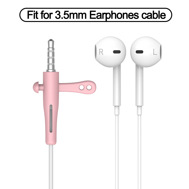Kabel ładujący Protector do słuchawek iPhone uchwyt do kabli danych opaski do kabli winder Clip ładowarka przewód do zarządzania kablami organizer: 3.5 Earphone-Pink