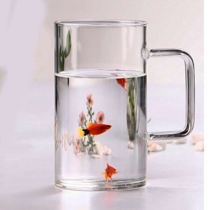 1000ML High Borosilicate Lead Free Glass Large Capacity Cup High Temperature Resistant Simple Home Office Handle Cup with Lid