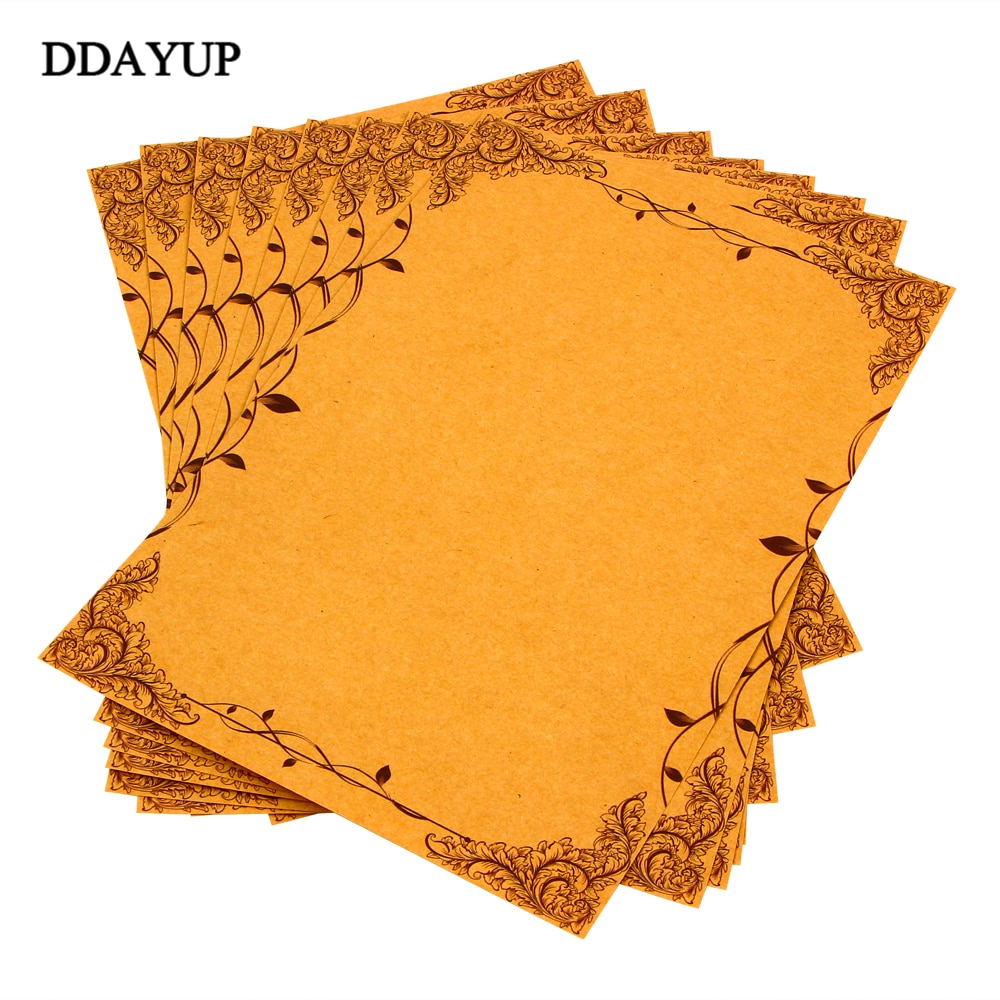 8pcs/pack Vintage Writing Paper Flower and Leaf Kraft Letter Paper Europe Style Papel Carta Writing Paper Stationery