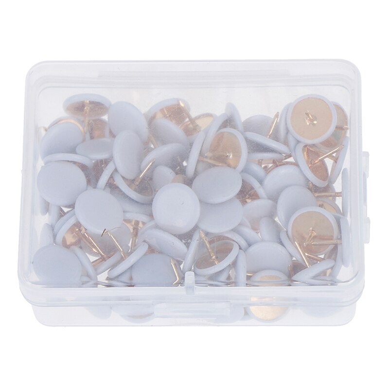 100Pcs Round Push Pins Notice Board Map Thumb Tacks Point Bulletin Drawing: White