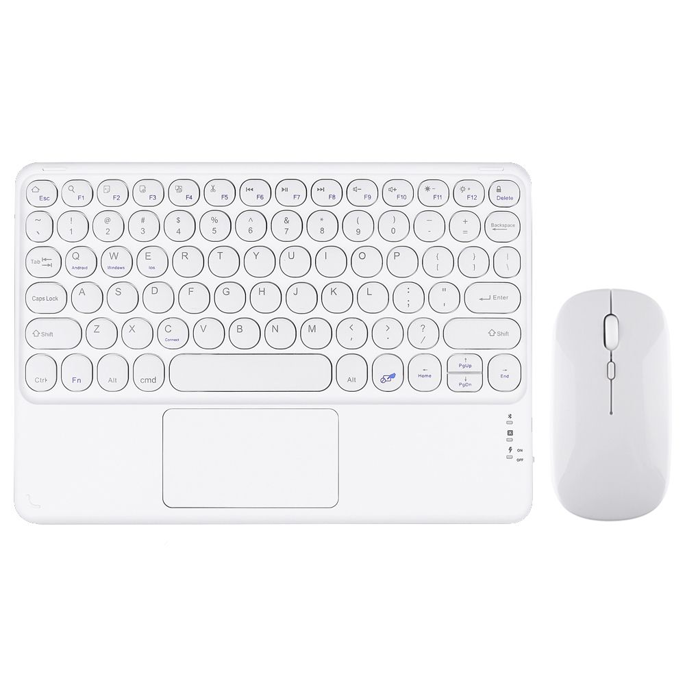 Ultra-Thin Wireless Bluetooth Keyboard and Mouse Combo Rechargeable Touchpad for iPad Xiaomi Samsung Tablet Android IOS Windows: White Keyboard-Mouse