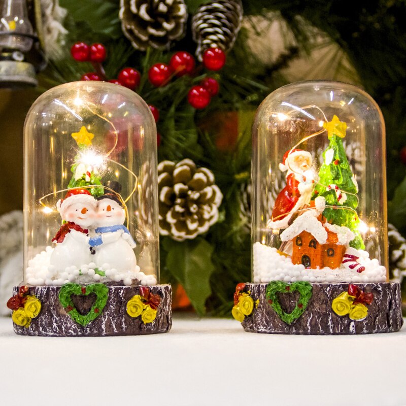 Kerst sneeuwbal nachtlampje decoratieve kinderen lichtgevende speelgoed ornamenten glazen deksel verlichting rendierboom festival ornamenten
