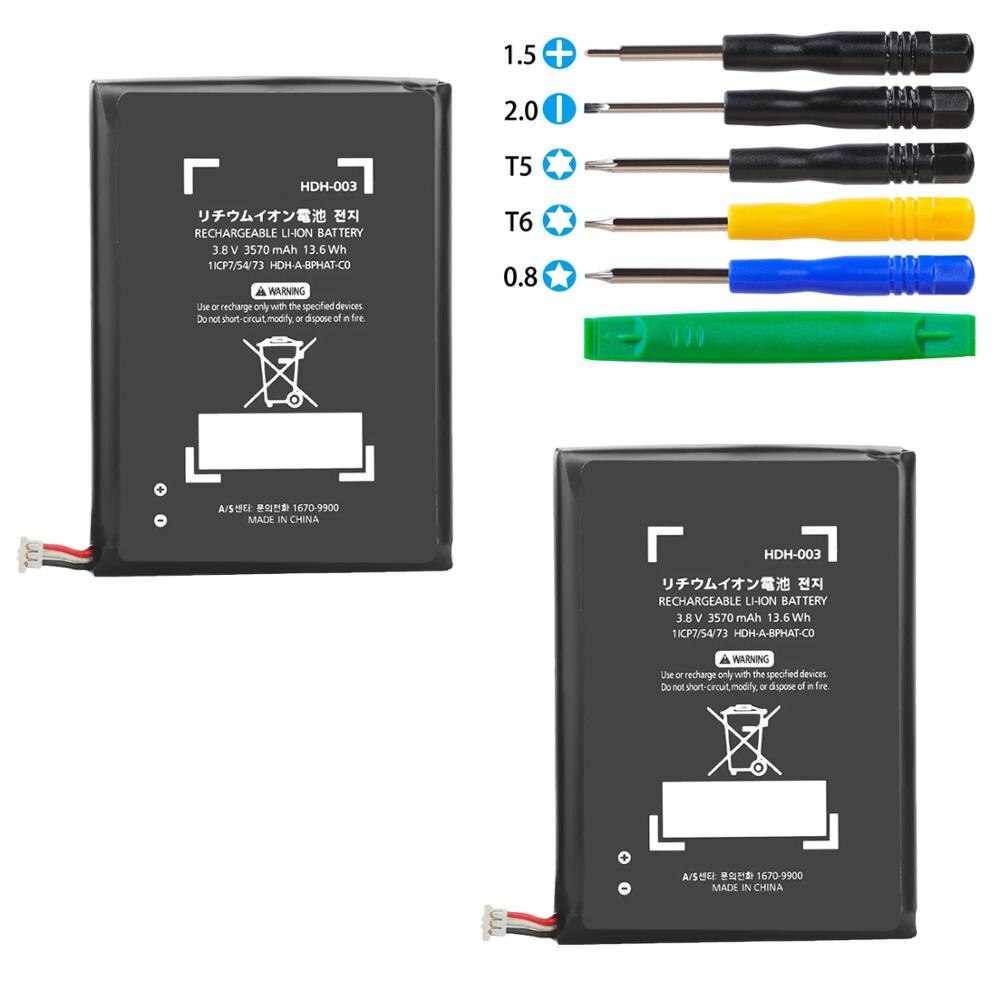 2 pièces HDH-003 batterie Rechargeable pour Nintendo Switch Lite Game Player 3.8v 3570mah Li-ion batterie avec des outils