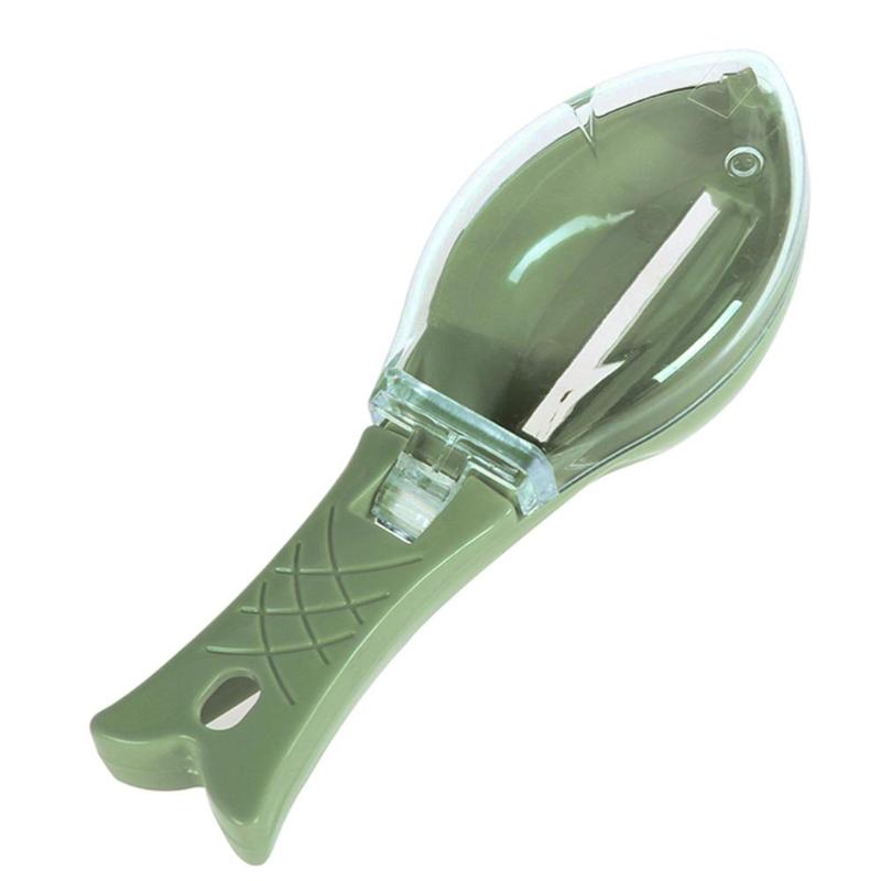 Vktech fiskeskind skæl børste rengøring skraber skaldyr skræller hurtig fjerner fiske skæl skrabe kniv fisk madlavning køkken gadgets: Grøn