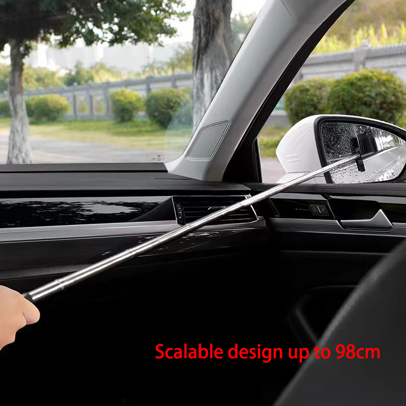 Car Rearview Mirror Wiper Telescopic Auto Mirror Squeegee Cleaner Retractable Rain Cleaning Tool Long Handle Glass Mist Cleaner