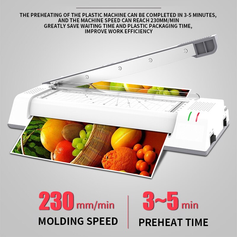 A3/A4 Photo Laminator YE381C Fast Warm-up Laminating Machine With Paper Knife Home Office Automatic Lamination File Photo 220V