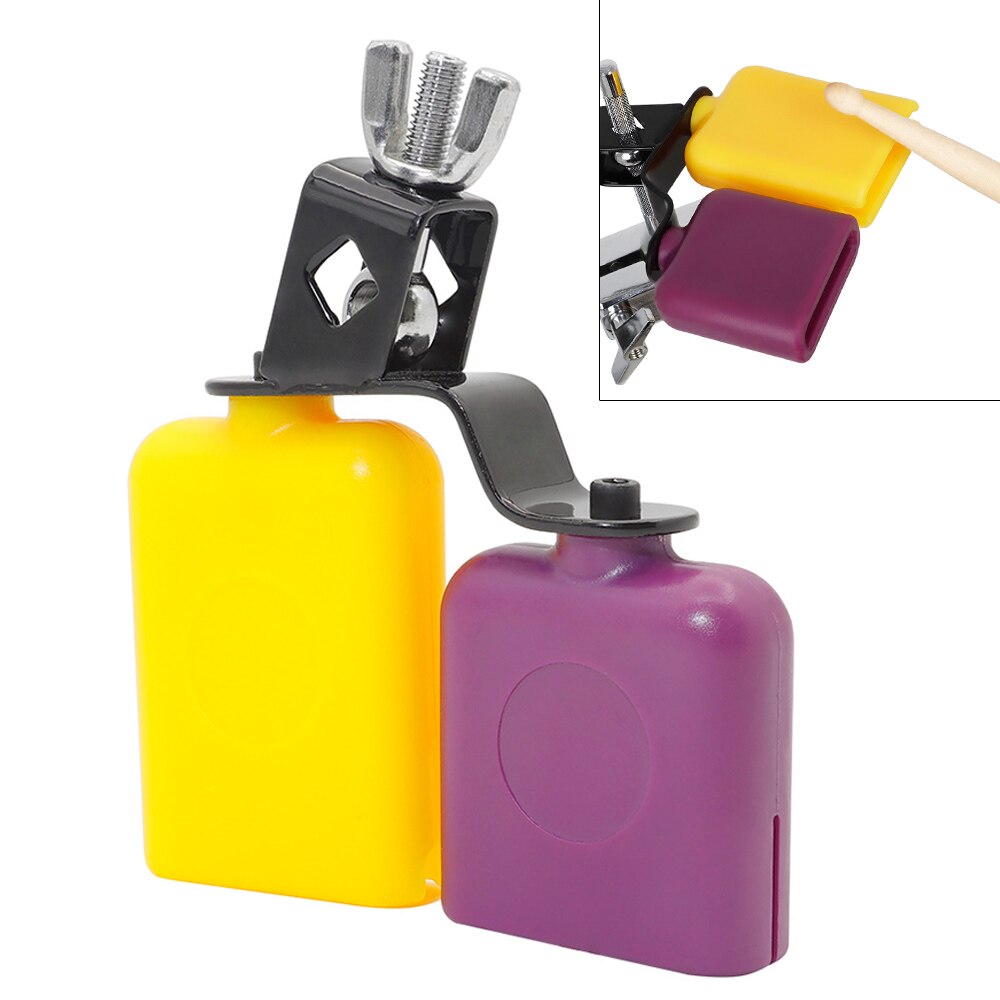 Double Colors Square Cow Bell Percussion Drum Blocks Latin Music High and Low Wooden Fish Cow Bell Percussion InstrumentS