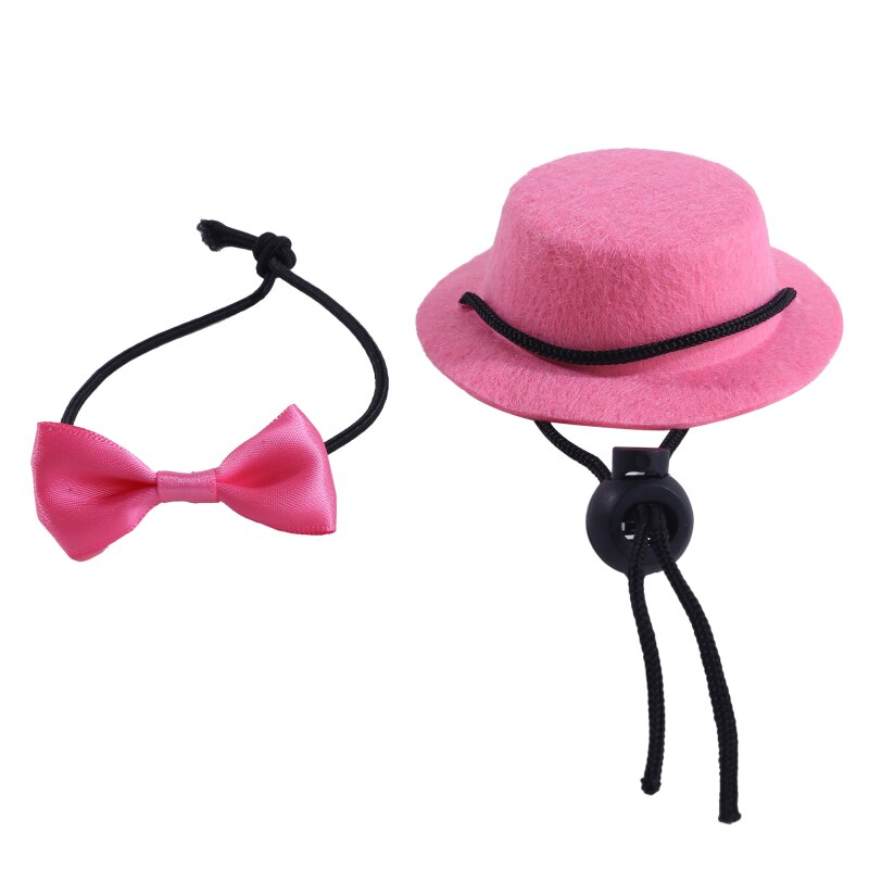 Sombreros de animales pequeños, sombrero de conejo, cerdo, hámster, erizo y pajarita, sombrero de copa para mascotas, gorro divertido festivo, accesorios para la cabeza: pink