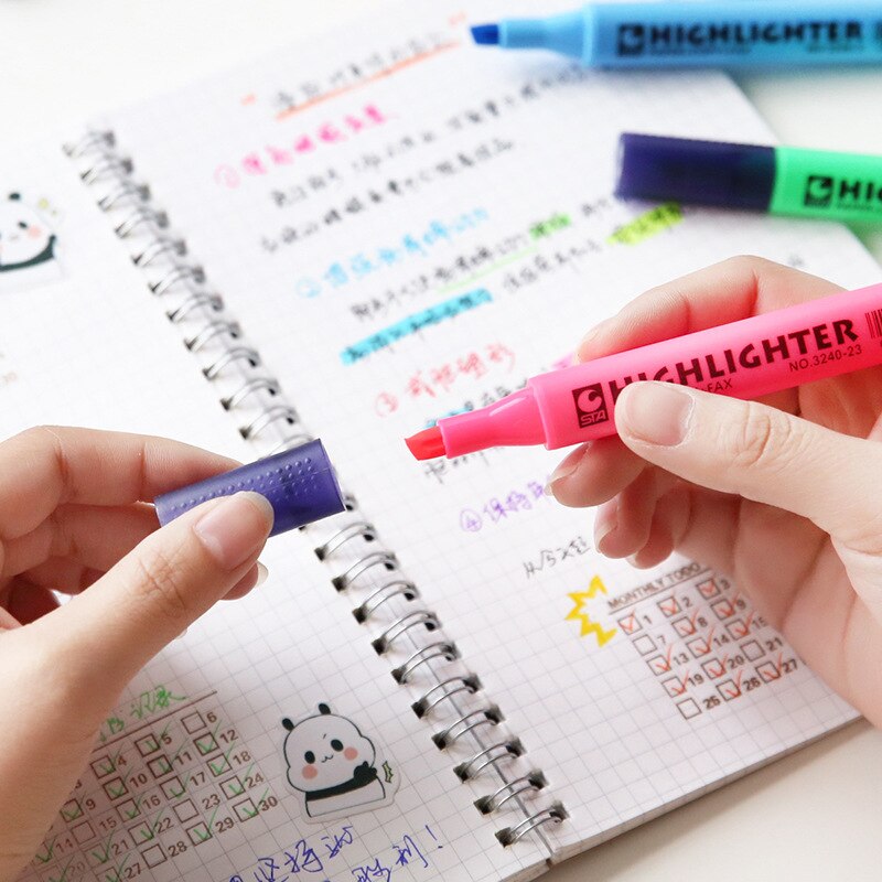 Surligneur Fluorescent multicolore, pointe burineuse