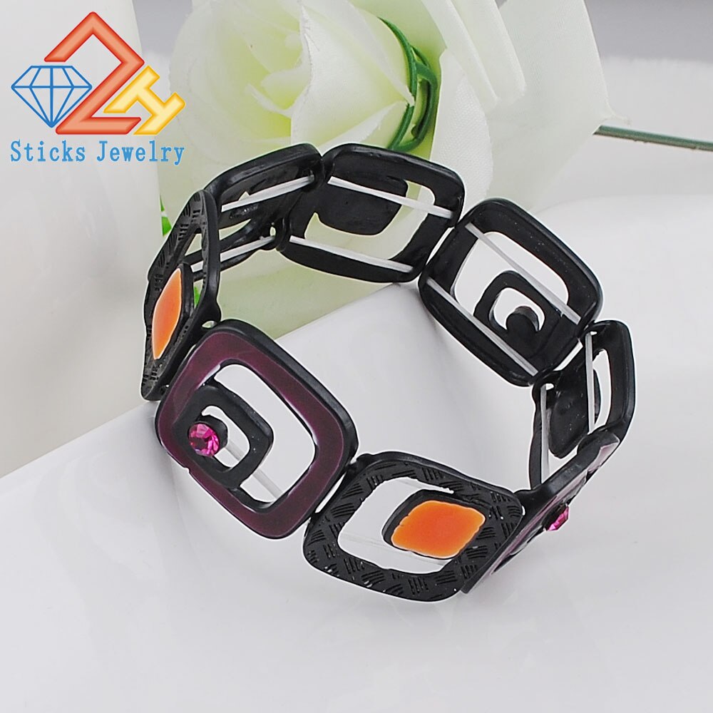 Charm Black Drip Stretch Geometrische Vormen Armband