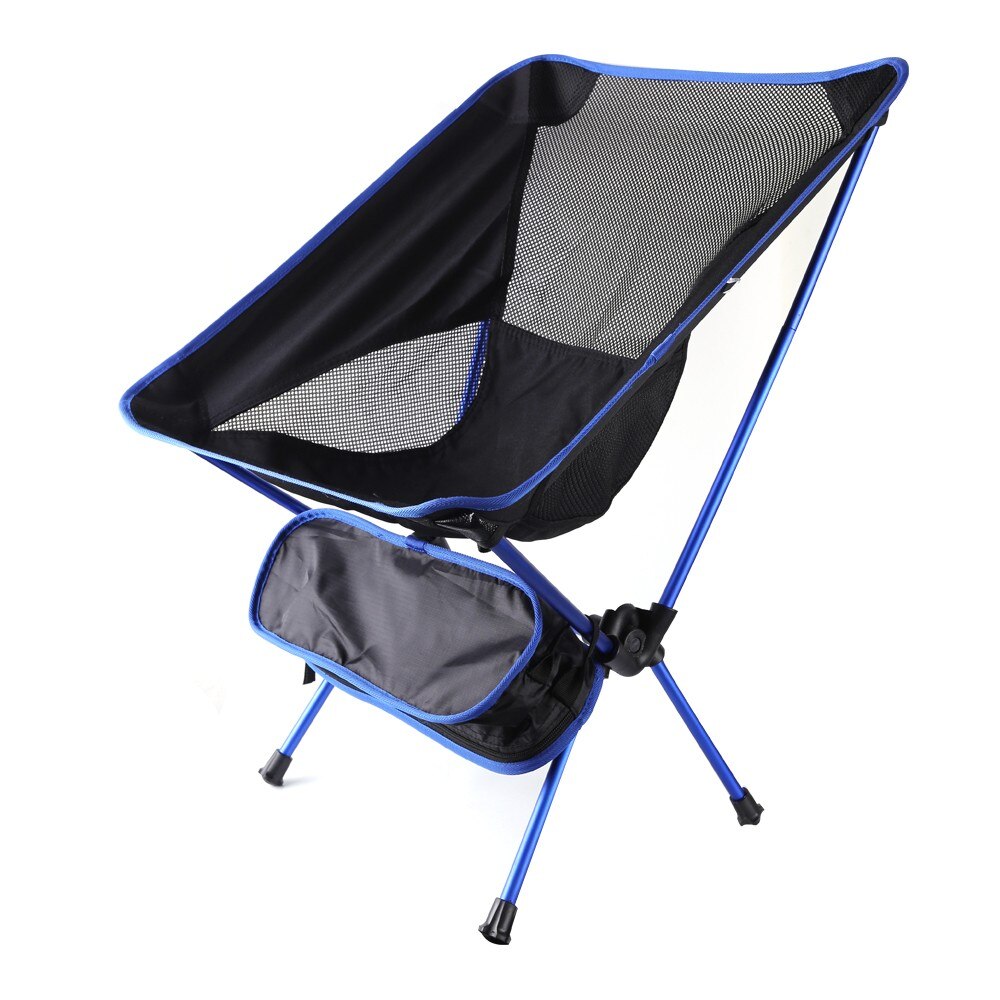 Ultralight Opvouwbare Camping Stoel Draagbare Vissen Picknick Maan Stoelen Opvouwbare Bbq Wandelen Reizen Rugleuning Seat Outdoor Gereedschap: Blue