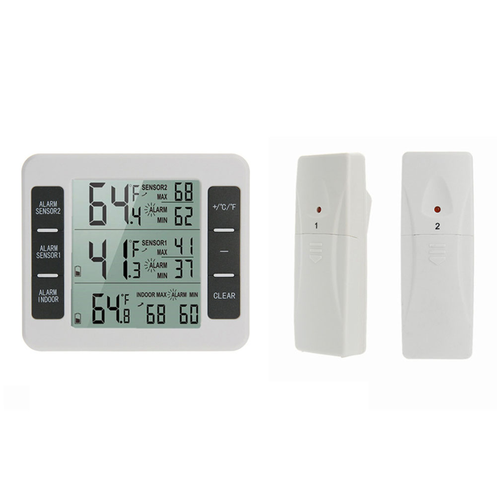 Wireless Refrigerator Thermometer with 12 Sensor Digital Temperature Monitoring for Fridge/Freezer Alarm Function: green