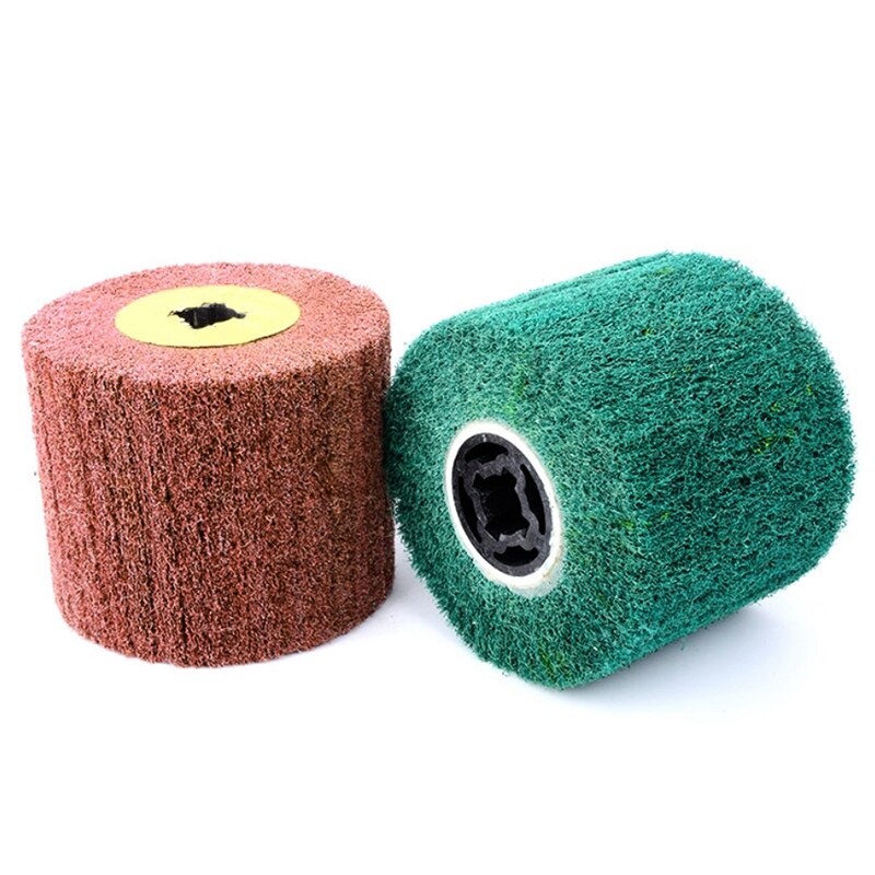 HLZS-120x100x19Mm Niet-geweven Nylon Flap Brush Satin Tekening Polijsten Ontbramen Drum Wiel Voor Roestvrij Staal