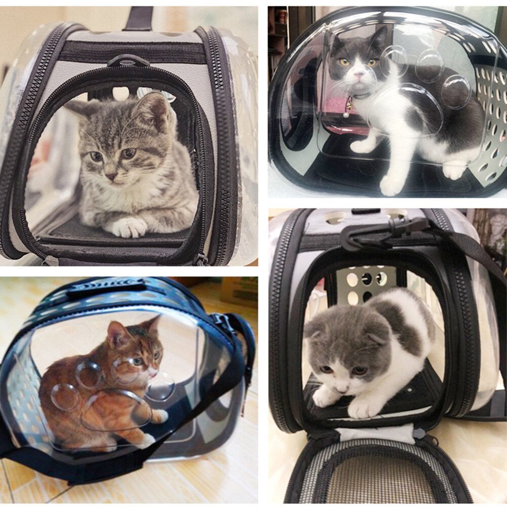 Dog Cat Portable Folding Transparent Handbag Carrier Shoulder Travel Carry Bag