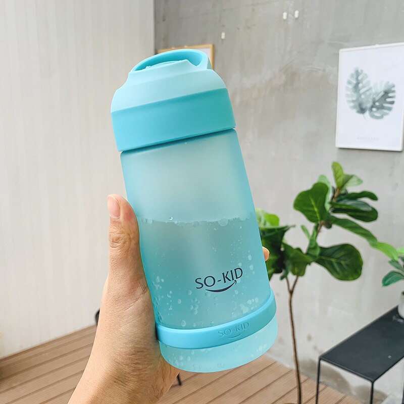 550ml Water Bottle for Kids Children Mini Water Bottle with Straw Sports Bottles FDA Certified Hiking Camping BPA Free H1151: 1151 Blue