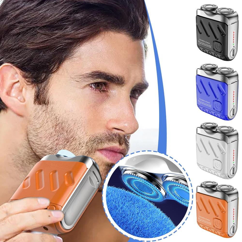 Mini Electric Shaver Dual Head Waterproof Type-C Rechargeable Shaver Travel Rotary Razor Men's Portable Hair Beard Trimmer Tool