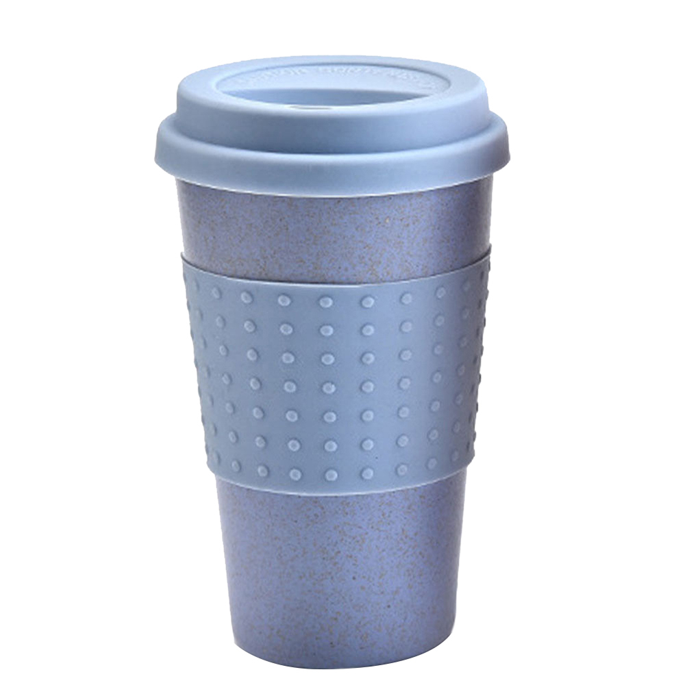 Rejse bærbar polka dot termisk isoleret te kaffe krus kop genanvendelig bambus fiber miljøvenlige rejse krus: Blå