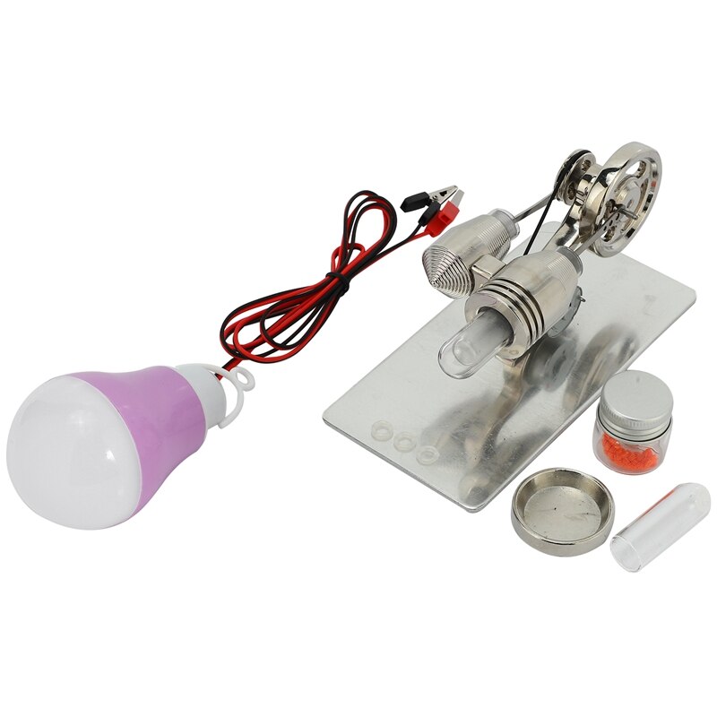 Mini Stirling Engine Model Motor Heat Steam Education DIY Model Craft Toy Science Electricity Generator Kit: Default Title