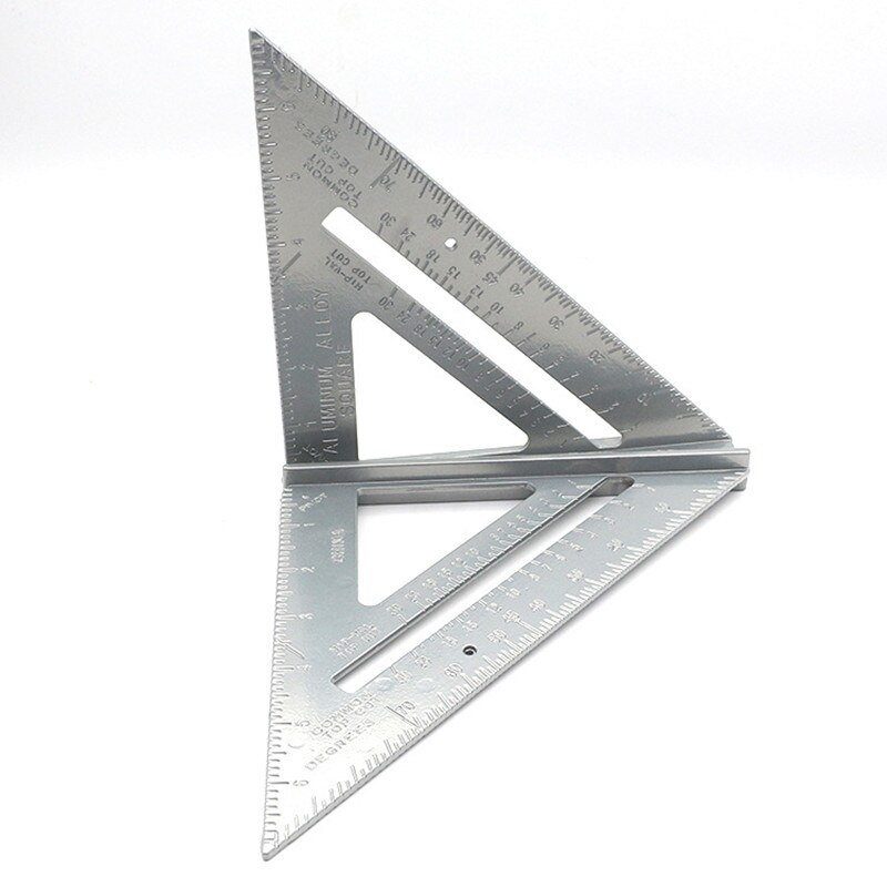 7'' Triangle Protractor Aluminum Alloy Gauges Speed Square Measuring Ruler Miter For Framing Building Carpenter Measuring Tools