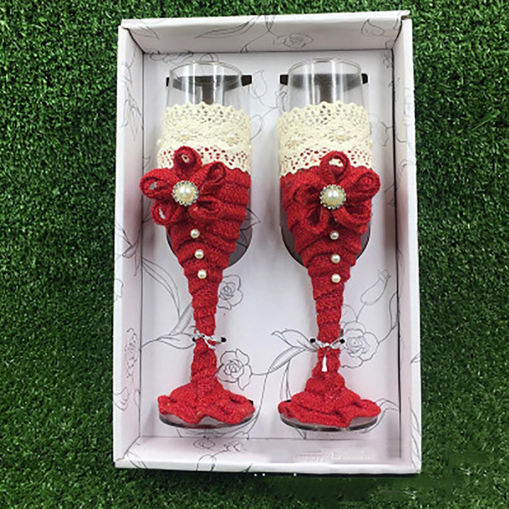 2Pcs Set Wedding Glass Toasting Wedding Glasses Crystal Champagne Flutes For Bride And Groom Drinking Wine Glass