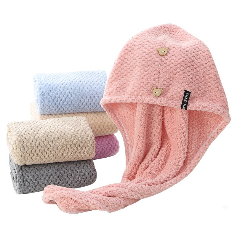 High-Density Verdikte Droog Haar Cap Droog Haar Handdoek Absorberende Douche Cap Ananas Rooster Coral Fleece Handdoek Wrap tulband