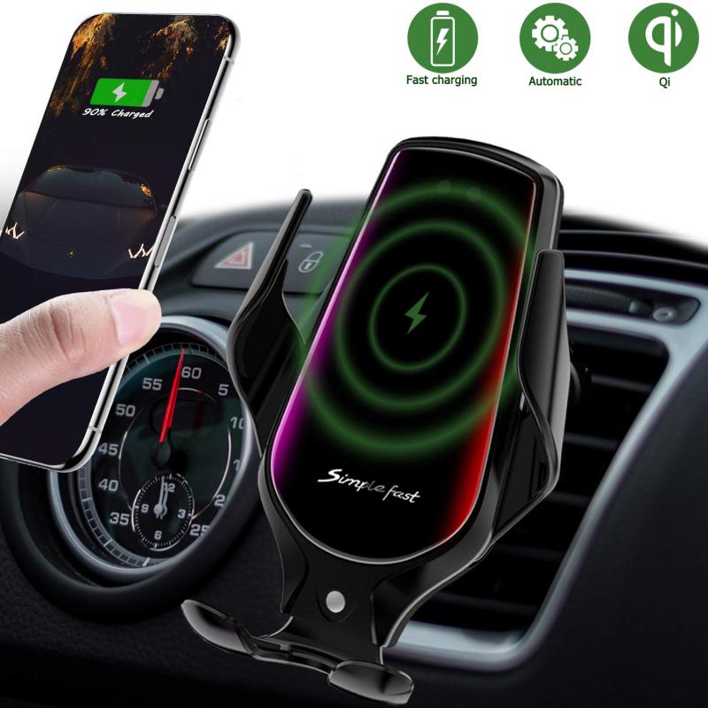 R3 Automatische Spannen 10W Auto Draadloze Oplader Voor Iphone Xs Huawei Infrarood Inductie Qi Draadloze Oplader Auto Telefoon Houder