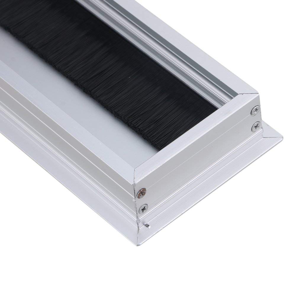 Silver aluminiumlegering bord skrivbord rektangel tråd kabelgenomföring hål lock utloppsport 16 x 8 x 3cm 2 st