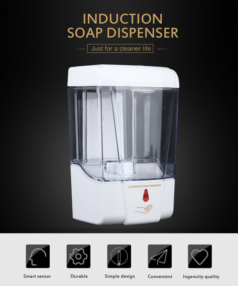 Wall Mounted 700ml Dual Power Soap Dispenser Automatic IR Sensor Touch Kitchen Lotion &amp; Soap Spout Bathroom Kitchen Accessories