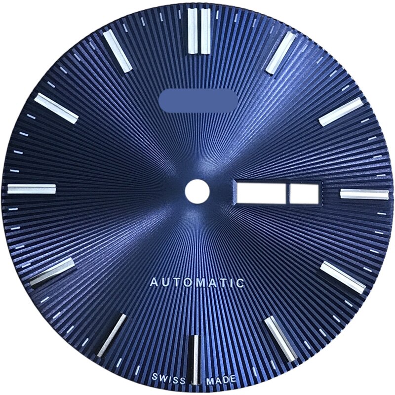 37.2Mm Wijzerplaat Handen Voor M024630A Mannen Mechanische M024 Horloge Tekst Horloge Accessoires M024630 Reparatie Onderdelen: Blue silver dial